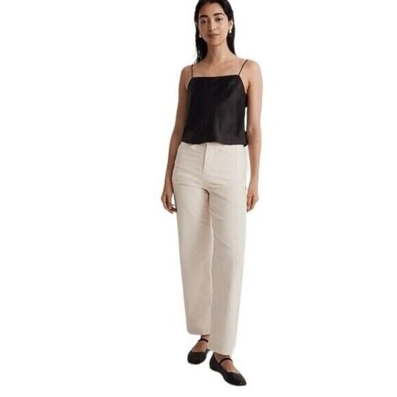 MADEWELL Emmett Wide Leg High Waist Corduroy Pants Size 33 Antique Cream NEW - Picture 1 of 13